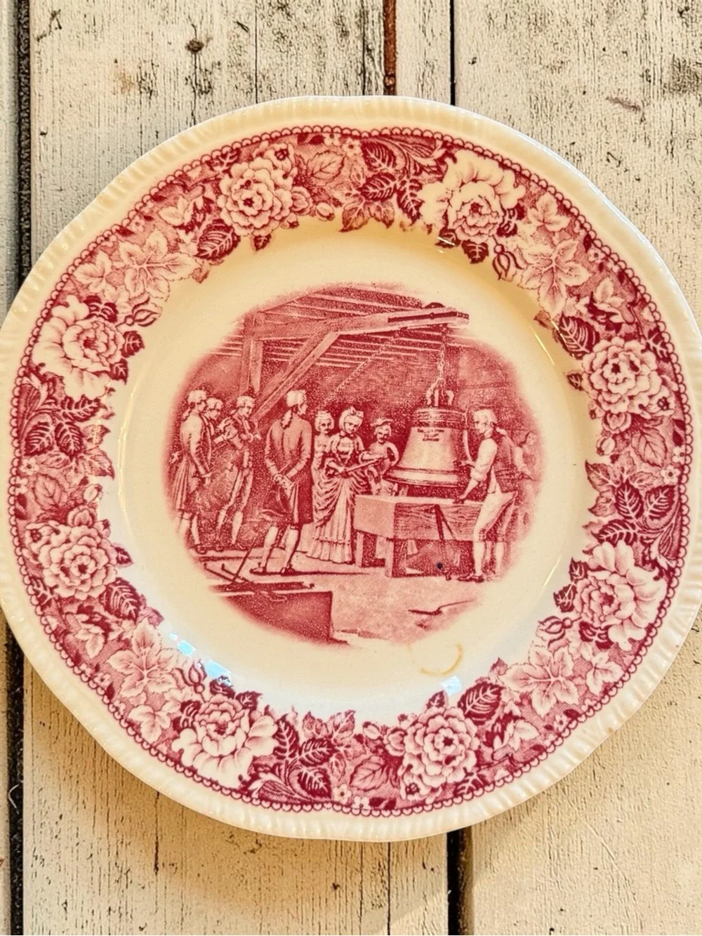 Decorative Wall Plate Set - Red White & Blie Patriotic Historical Transferware